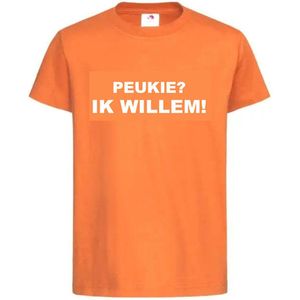 T-shirt Unisex Volwassenen ""Peukie? Ik willem!"" Op Voorkant Oranje Koning Koningsdag | korte mouw |Oranje/wit | maat XXL