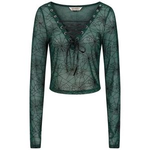 Banned Zorya Top Dames Shirt met lange mouwen - groen/zwart - XS