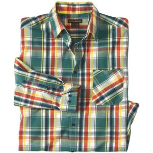 ATLAS FOR MEN - Geruit overhemd van katoenen popeline - Heren - Verkrijgbaar in grote maten - L