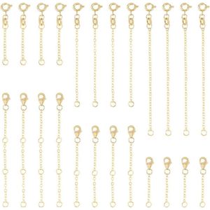 Allecto Plus - Sieradenverlenger Set van 24 stuks voor Halskettingen en Kettingen - Gouden Extender van Messing en Roestvrij Staal