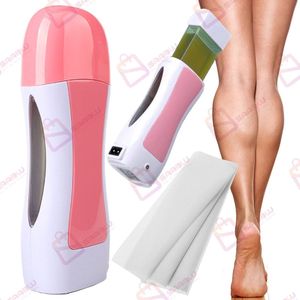 Wax Heater – Ontharingsset met roller en strips – met 10 strips – inclusief navulling – Waxen - Waxcartridge - Complete waxset – Ontharingsapparaat – Wit/Roze – Navulbaar - Waxroller – 40288