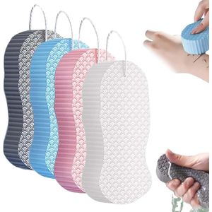 Badhanddoeken - Bodyscrub - Magische exfoliërende badsponzen 3D ultrazacht - Verhelderende huid - Geschikt voor dagelijkse huidverzorging - Geschikt voor volwassenen, vrouwen en mannen (4-pack - blauw, roze, grijs en wit)