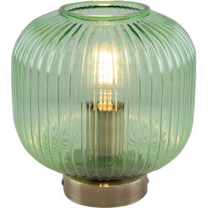 Olucia Charlois - Retro Tafellamp - Glas/Metaal - Goud;Groen