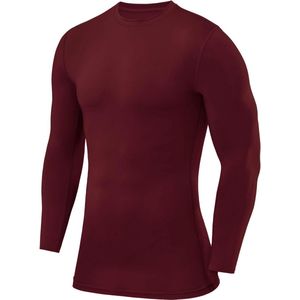 Compressietop met Lange Mouwen en Ronde Hals voor Heren en Jongens - Cabernet, 128 (6-8 jaar)