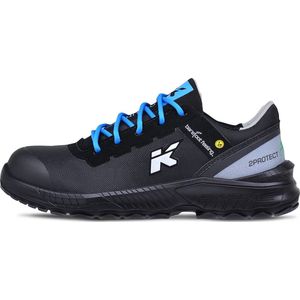 HKS Barefoot Feeling BFS 40 S3 werkschoenen - veiligheidsschoenen - safety shoes - laag - heren - composiet - metaalvrij - antislip - ESD - lichtgewicht - Vegan - zwart/grijs/blauw maat 43