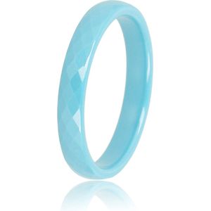 My Bendel Keramieken ring facet geslepen blauw 3mm - Keramische, onbreekbare, mooie blauwe dames ring - Verkleurt niet - Met luxe cadeauverpakking