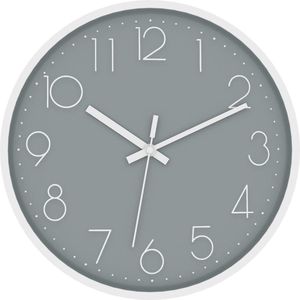 Intirilife wandklok in wit - grijs met 30,5 cm diameter - Praktische tijdweergave chronometer stijlvol voor elke kamer