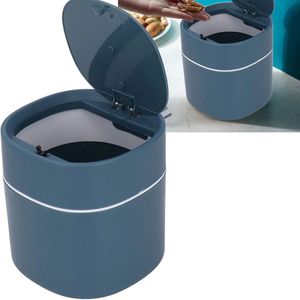 Prullenbak - Mini Prullenbakje - Tafelafvalemmer - Blauw - Kunststof - 13.5x13.5x14cm