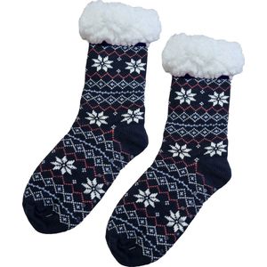 Sorprese Huissokken - Homesocks - Maat 36-40 - Donkerblauw - Anti-Slip - Fluffy - Sokken - Variant 4 - Cadeau