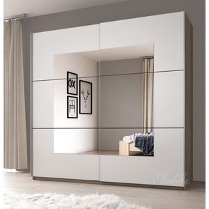 Meubella - Kledingkast Edison - Wit - Eiken - 221 cm