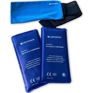 Caresense - Hot Cold pack - Coolpack met houder - Icepack - 2 gelpacks met elastische band - warm en koud kompres