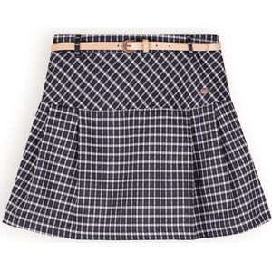 NoBell Meisjes rok geruit met riem - Nimmy - Navy blauw