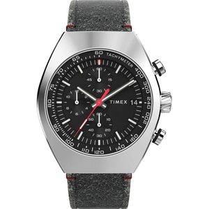 Timex Legacy Tonneau Chrono TW2W50000 Horloge - Leer - Zwart - Ø 42 mm