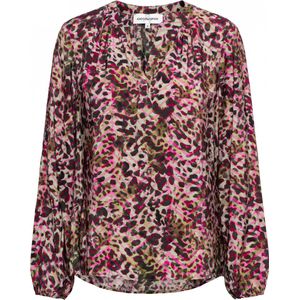 &Co Woman - ELSIE ANIMAL - Top - Khaki multi - Lange Mouwen - V-hals