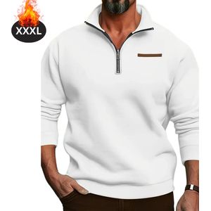 Bovista Quarter Zip Heren - Sweater - Sweaters - Hoodie - Warme Trui - Vest - Lang - Coltrui - Wit - S