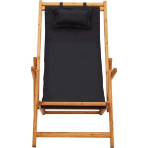 Inklapbare strandstoel massief hout zwart Strandstoel - Lounge Stoel - Tuinset - Buitensteunen - Teak Meubilair