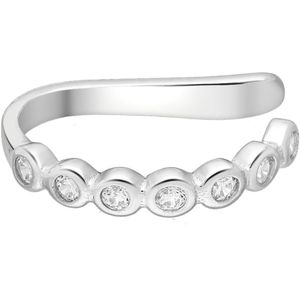 EAR IT UP - Ear cuff - Gerhodineerd zilver - Zirkonia - Kastzetting - 13 x 2 mm - 1 stuk
