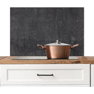 Spatscherm keuken 80x55 cm - Kookplaat achterwand Beton - Zwart - Grijs - Rustiek - Industrieel - Muurbeschermer - Spatwand fornuis - Hoogwaardig aluminium