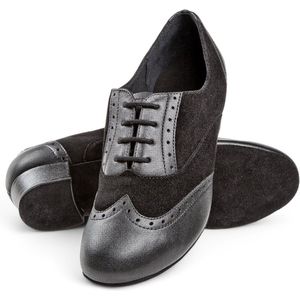 Comfortabele Dames Trainers dansschoenen - Diamant 063 - 029 - 070 - Docent dansschoenen - Lange dans trainingen - Leder & Suede - Suede zool - Vetersluiting - Comfortabel - Tango, Salsa, Ballroom, Latin - Diamant - Zwart - 43