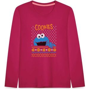 Sesamstraat Cookie Monster Ugly Xmas Premium T-Shirt Kinderen Met Lange Mouwen
