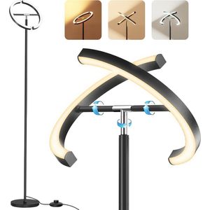 Moderne Staande Lamp met 3 Kleurtemperaturen en Voetschakelaar, 20W LED Vloerlamp voor Woonkamer en Slaapkamer