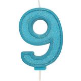 Sparkle Blue Numeral Candle 9