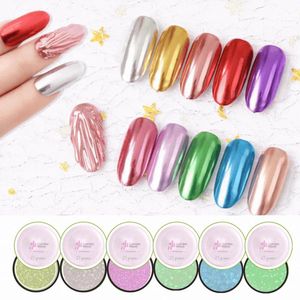 Guardian Beauty Nagelkunst Kristal Spiegelpoeder - Gepigmenteerde Kleuren (Geel, Zilver, Roze, Lichtgroen, Blauw en Groen) Mirror Powder- Glassy Pearl Effect