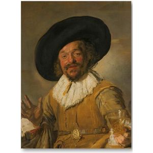 De vrolijke drinker - 30x40 Forex Staand - Frans Hals - Meesterwerken