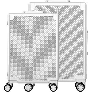 Licenty Kofferset Zilver - Reiskoffer - Kofferset 2 delig - Grote Koffer - Handbagage koffer - Aluminium Koffer - Reiskoffer met wielen - TSA Kofferslot