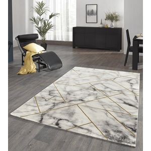 the carpet Marmer Modern dichte korte pool woonkamer slaapkamer vlorkleed, designer tapijt, elegante glans, glanzende vezel, pluizig, modieus, marmer look, abstract, Gold, 200 x 290 cm