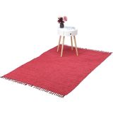 Relaxdays Vloerkleed rood - katoen - diverse groottes - loper - vloertapijt - voor binnen - 120x180cm