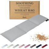 Qomfor - Pittenzak met Zachte Katoenen Hoes - Langwerpig 46 x 12 cm - Geurloos - Gevuld met Tarwe - Lichtgrijs
