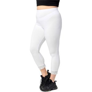 Merry Style – Leggings - Grote Maten – Dames – 3/4 Lengte met kant – Viscose – DonkerMelange – Wit – 6XL - MS-MS10-455-LE
