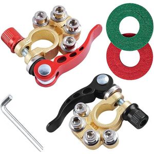 EXCITAT Accuklemmen 2V - Accuklemmen voor auto's - 12V snelspanklemmen - Stevige accuklemmen - Messing - Geschikt voor auto's, vrachtwagens, boten, stacaravans - 2 stuks