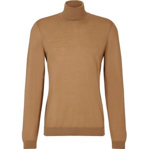 BOSS Musso slim fit trui wol - heren coltrui - midden beige - Maat: XXL