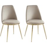PASCAL MORABITO Set van 2 stoelen van velours met gouden metalen frame - Beige - NEBINA - van Pascal Morabito L 48 cm x H 83 cm x D 54 cm