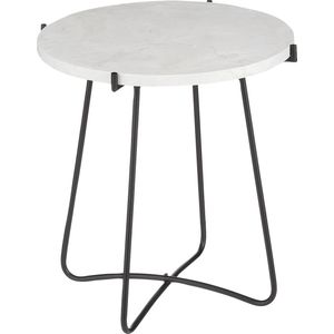 Mica Decorations Farah Bijzettafel - H45 x Ø43 cm - Metaal - Wit