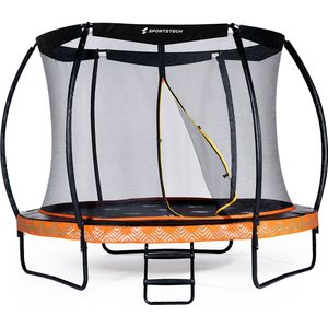 SPORTSTECH HTX500 trampoline buiten Ø 244/305 cm | Kinderen trampoline tuintrampoline | tot 110/120 kg + veiligheidsnet | Outdoor speelgoed met coole springmat & watersproeier