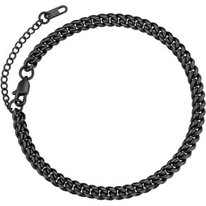 Enkelkettinkje voor dames - Zilver, Goud, Zwart - 22 cm lang - Massief pantservoetsieraad met geschenkdoos