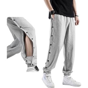 Comfortabele joggingbroek met zijdelingse opening en elastische tailleband voor heren - Trainingsbroek voor fysiotherapie - Grijs, maten S-L