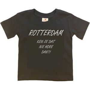 Rotterdam Kinder t-shirt | Rotterdam ken je dat nie hore dan?! | Verjaardagkado | verjaardag kado | grappig | jarig | Rotterdam | Feyenoord | cadeau | Cadeau | Zwart/wit | Maat 122/128