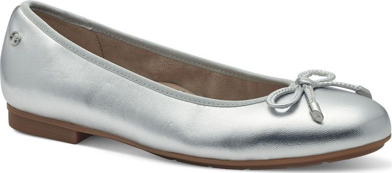 TAMARIS - Comfort Ballerina - Zilver - Leren - Veganistisch