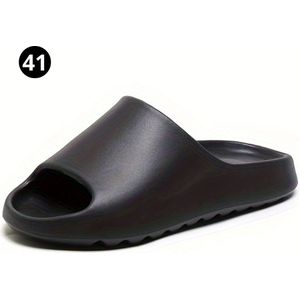 Livano Comfortabele Slippers - Badslippers - Teenslippers - Anti-Slip Slides - Flip Flops - Stevig Voetbed - Zwart - Maat 41