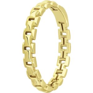 Lucardi Dames Zilveren goldplated ring fantasieschakel - Ring - 925 Zilver - Goudkleurig - 19.5 / 62 mm