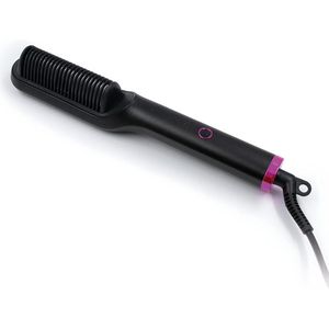 Elektrische stijlborstel met 5 temperatuurstanden en automatische uitschakeling - ideaal voor alle haartypes - zwart-fuchsia met etui