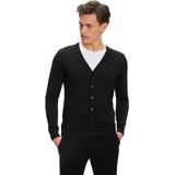 FALKE Basic New Merino Cardigan zacht elegante wol cardigan heren zwart - maat S
