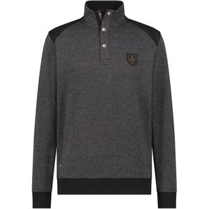 Fellows United Pullover Herringbone Suede Details Antra