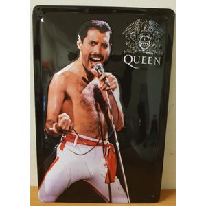 Queen freddy mercury Reclamebord van metaal 30 x 20 cm GEBOLD BORD MET RELIEF METALEN-WANDBORD - MUURPLAAT - VINTAGE - RETRO - HORECA- WANDDECORATIE -TEKSTBORD - DECORATIEBORD - RECLAMEPLAAT - WANDPLAAT - NOSTALGIE -CAFE- BAR -MANCAVE- KROEG- MAN CAV