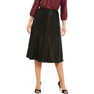 Uitlopende rok tot halverwege de lengte in glanzend mesh