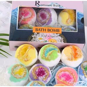 Luxe Handgemaakte Zeezout Bubbel Badbommen Set van 6 - Geschenktset - Cadeau - Badmiddel - Bruisballen - Vegan